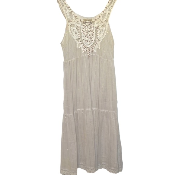 Free People Dresses & Skirts - Y2K Free People Sheer Crocheted and Beaded Midi Dress